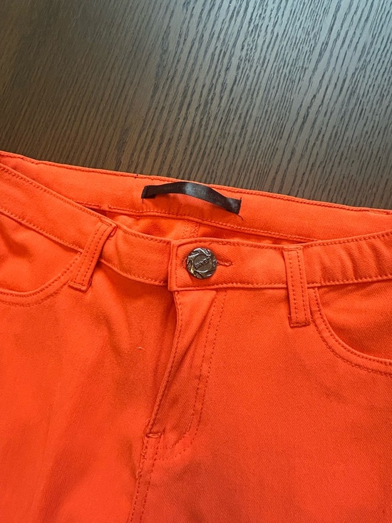 Bright Orange Stretch Skinny Pants Dinamit Golden Jeans 25 Italian - Picture 2 of 10